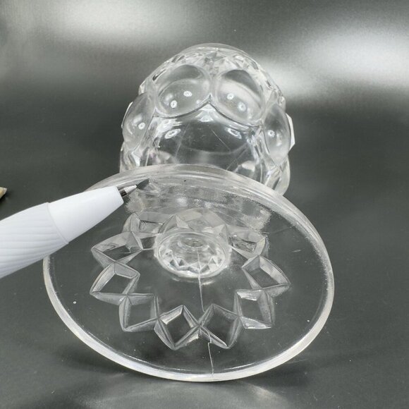 Antique Adams Glass Co Jacobs Tears Clear Goblets Cups Set 2 Manganese 365nm UV - Picture 8 of 15